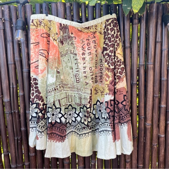 🌼 Vintage Angie Cotton Skirt Drawstring Waist • Size Large - Picture 5 of 6